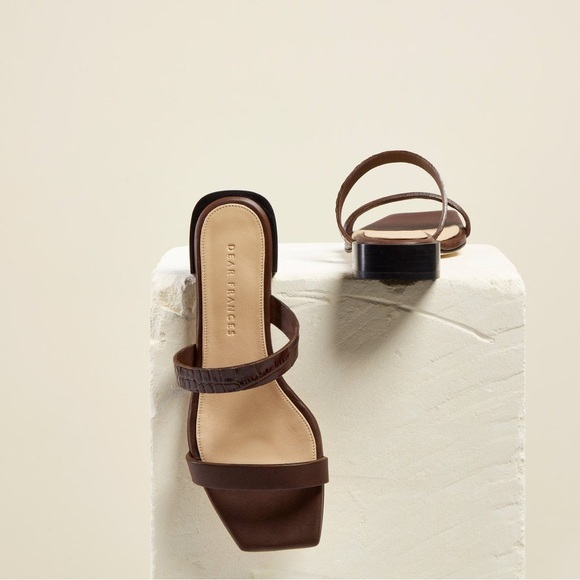 Dear Frances | Breeze Sandal Croc Brown Two Strap - Picture 3 of 5